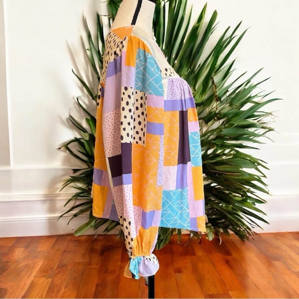 Fate Patchwork Long Sleeve Blouse - Size Small - image 4